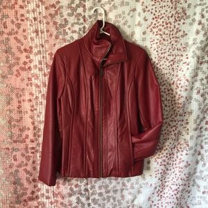 Kenneth Cole Reaction Red Leather LADIES Jacket